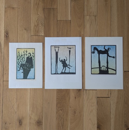 Set mid century woodcut - mid,