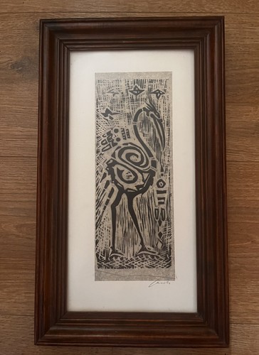 Vintage woodcut relief print - woodcut,