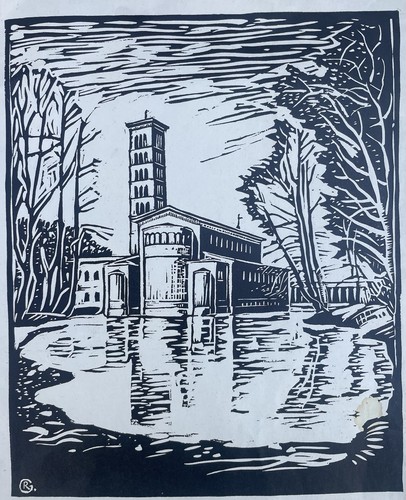 German linocut woodcut - german, linocut/