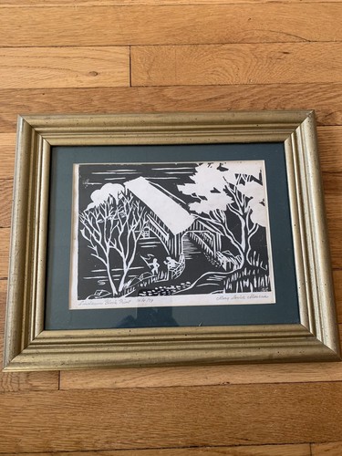 Vtg 1979 signed woodblock - vtg,