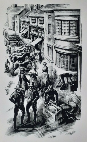 Busy street scene - , horses