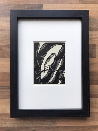 Blackcap framed woodcut - ‘blackcap’-,