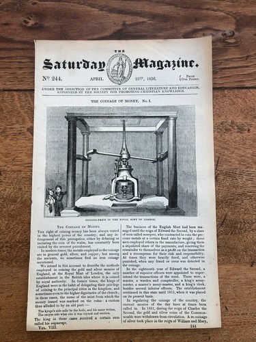 1836 original wood cut print - ,