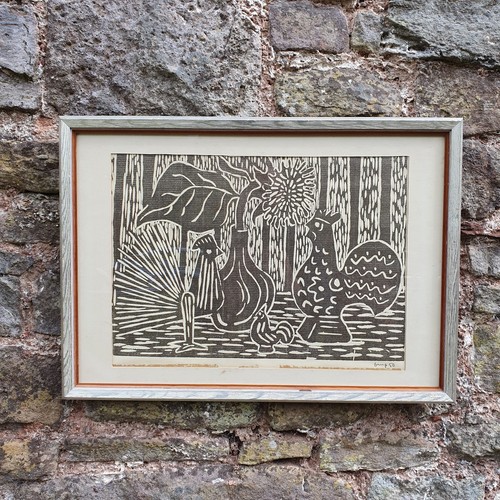 Original woodcut print by - an,
