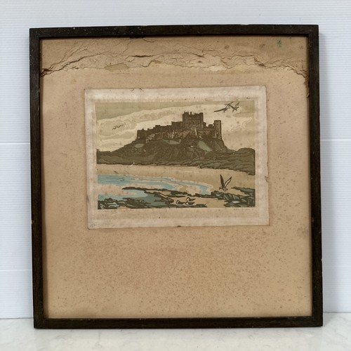 Bamburgh castle art woodcut - bamburgh,