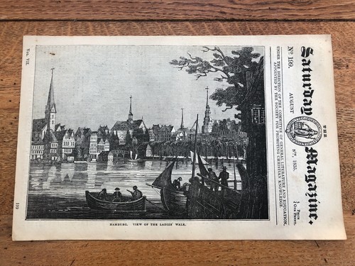 1835 original wood cut print - ,