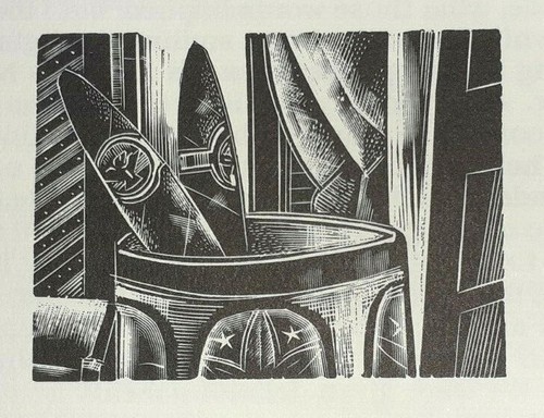 Cigar cigars print woodcut - print, of