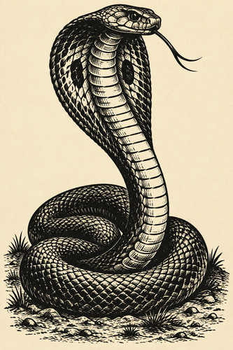 101 cobra snake black - 101., woodcut