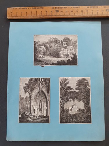 Three small woodcut