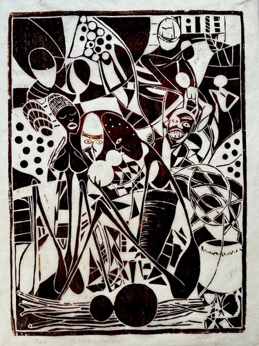 Striking african woodcut print - african,