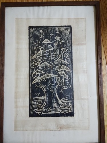 Mexican framed tree woodcut - mexican, by
