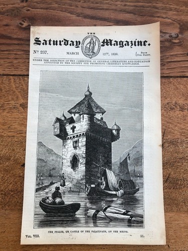 1836 original wood cut - , print