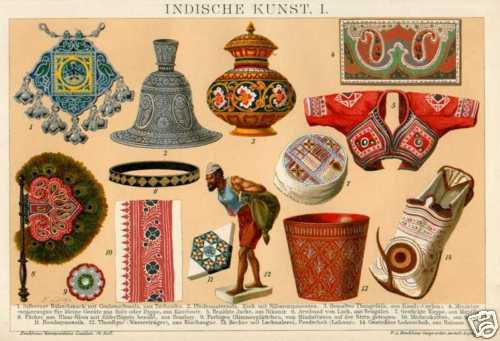 Indian art lithograph - lithograph, +