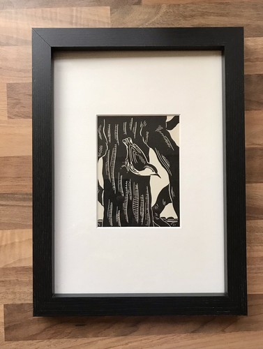Nuthatch framed woodcut - ‘nuthatch’-,